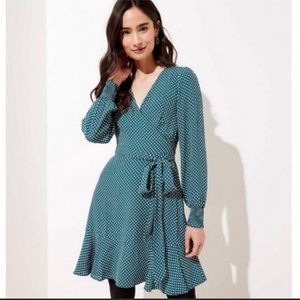 NWT Loft Green Polka Dot Wrap Dress Size 2